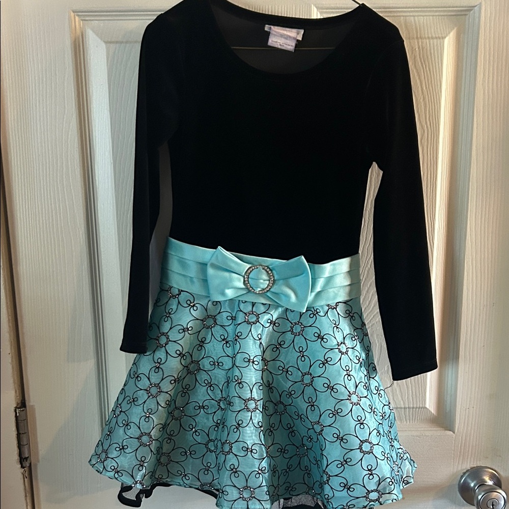Elegant Black and Blue Kids Casual Dress